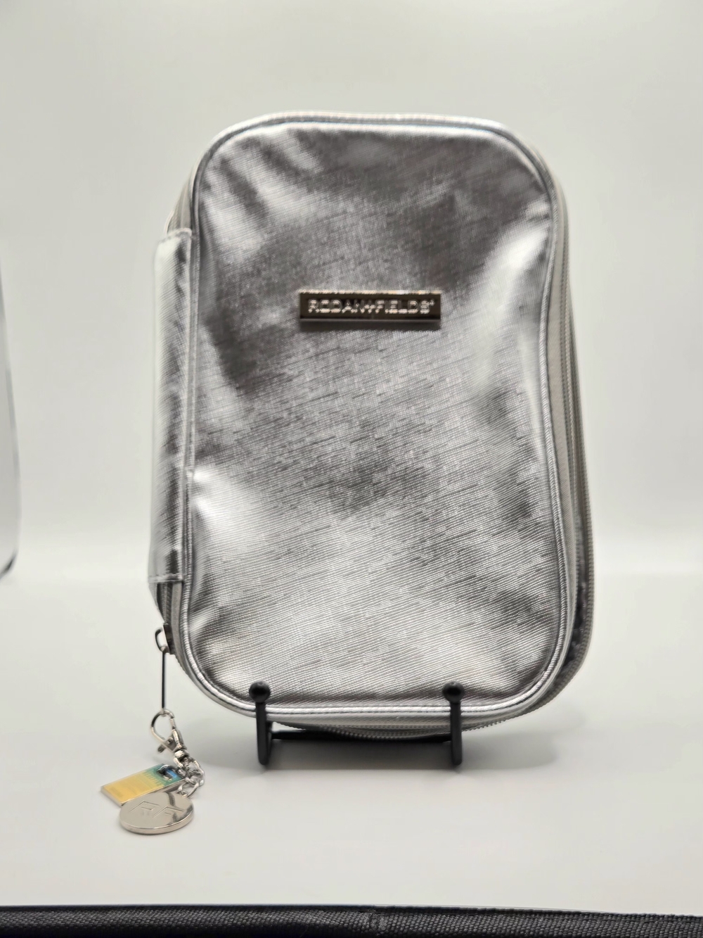 Rodan + Fields Metallic Silver Dual Compartment Travel Makeup Case Organizer